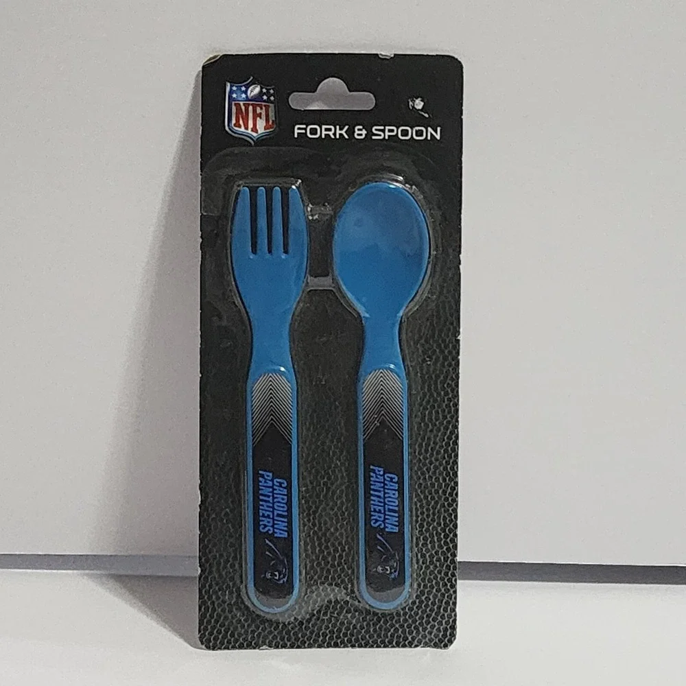 NFL Carolina Panthers Fork & Spoon Set MRL Sports Blue Football Flatware New